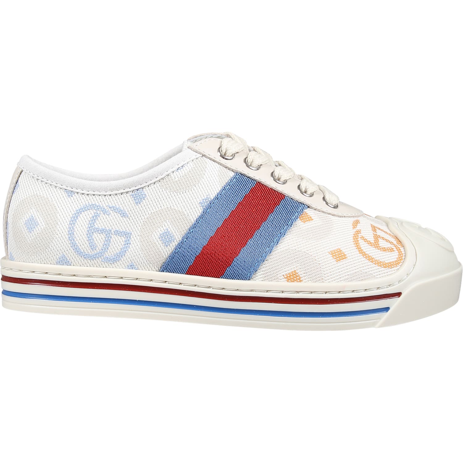 Shop Gucci Ivory Sneakers For Kids With Double G