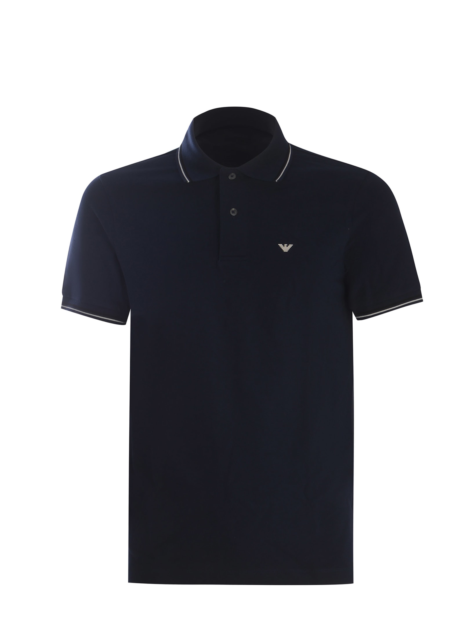 Shop Emporio Armani Polo Shirt  Made Of Stretch Piquet In Blu