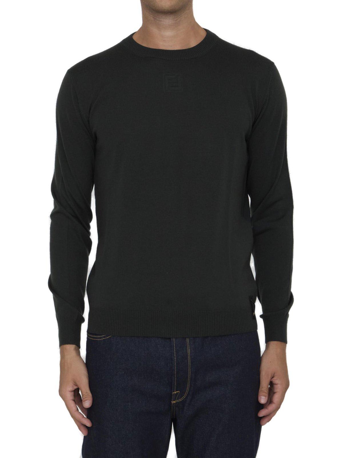 Shop Fendi Crewneck Knit Sweater In Green