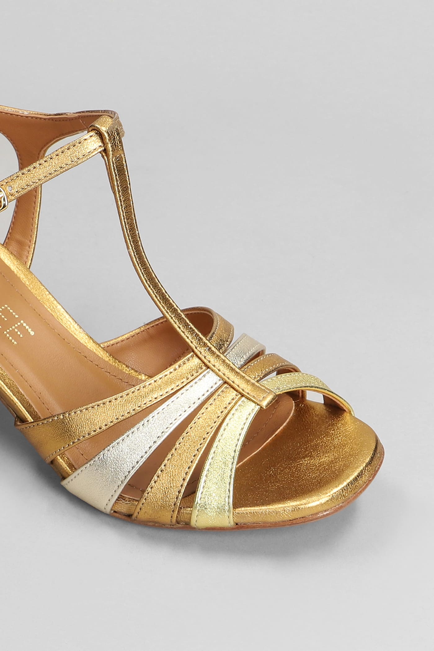 Shop Julie Dee Sandals In Bronze Leather