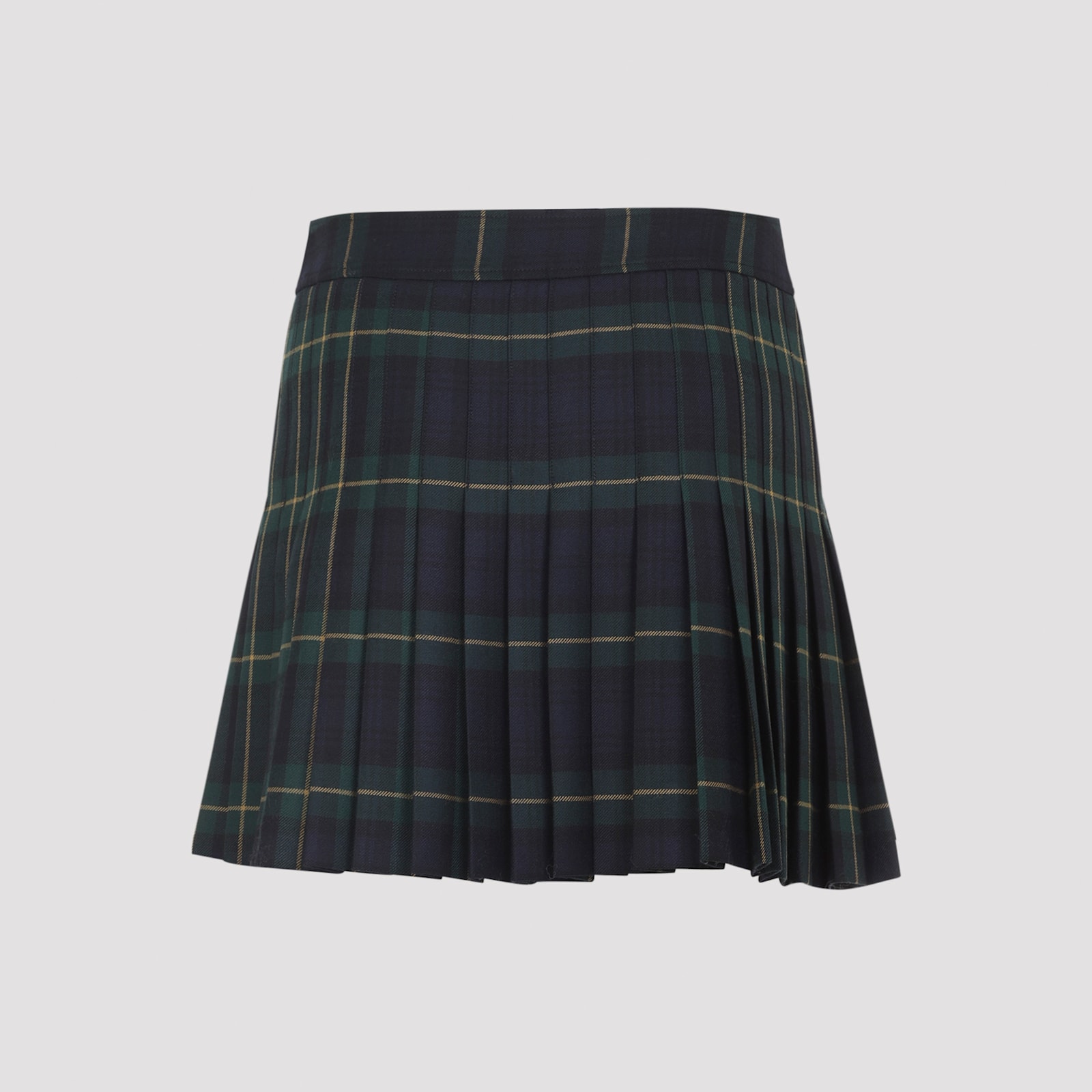 Celine Pleated Kilt Mini Skirt Belt Detail In Yellow