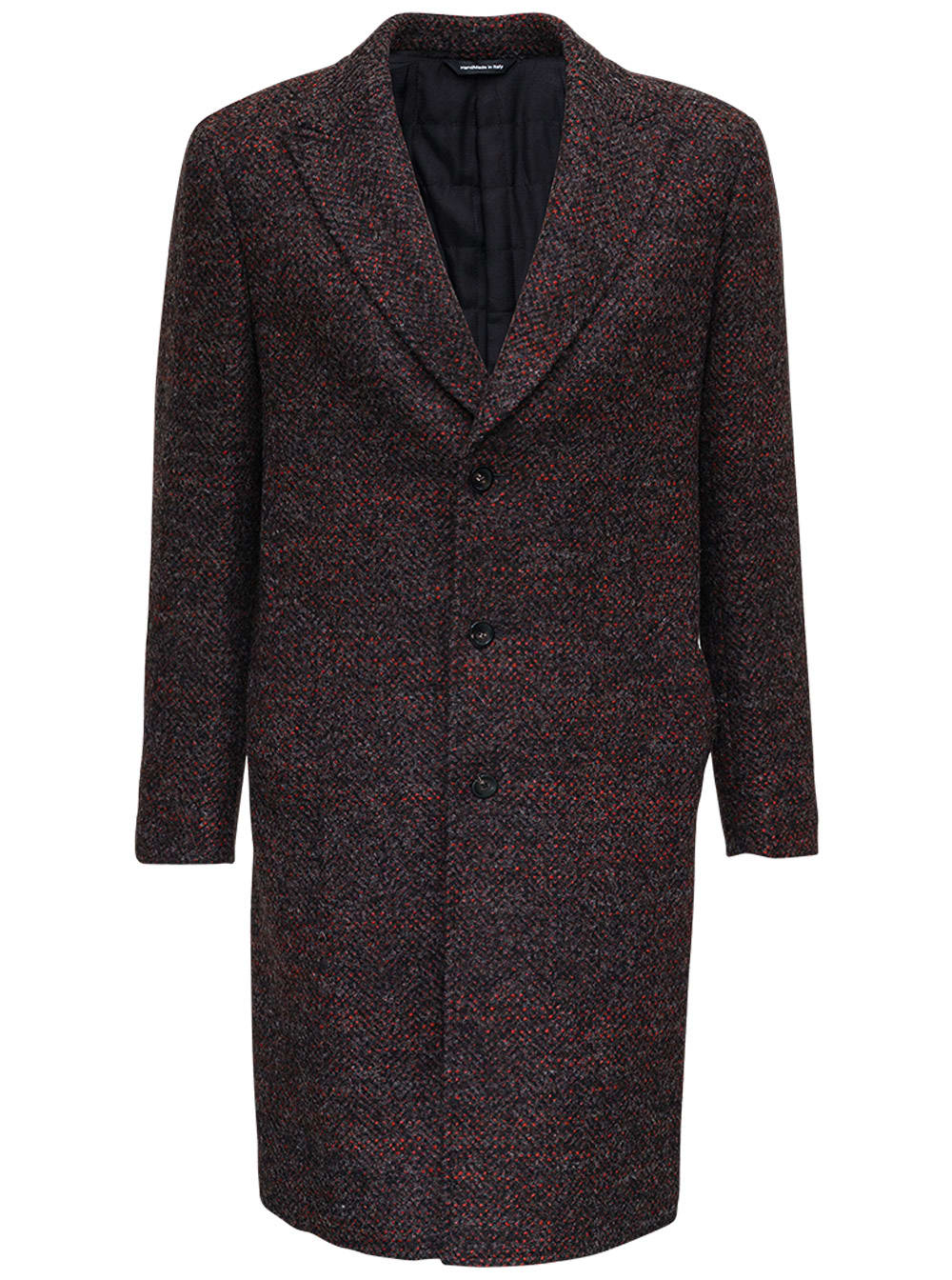 Tonello Single-breasted Brown Long Coat In Wool Blend