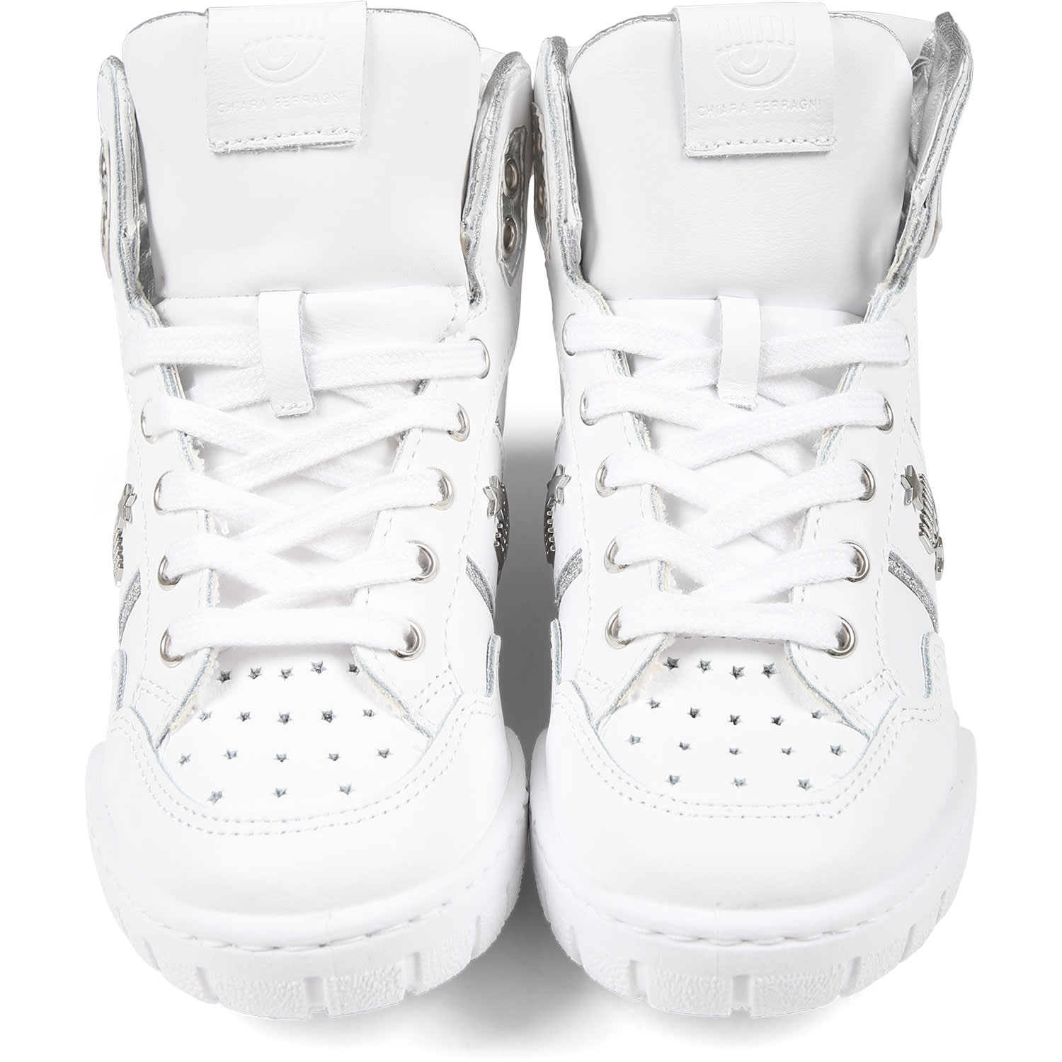 Shop Chiara Ferragni White Sneakers For Girl With Eyestar