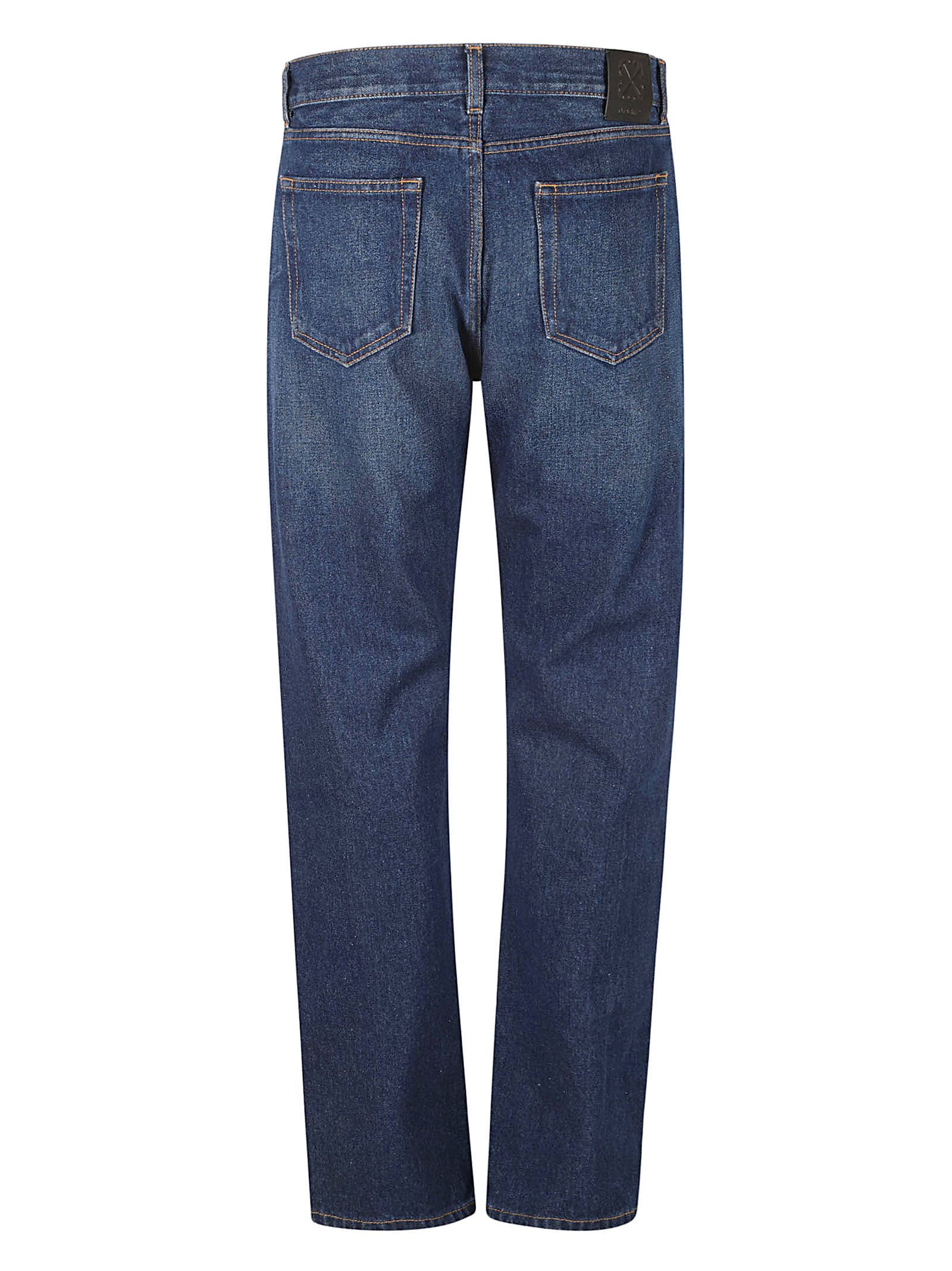 Shop Off-white Arrow Zip Skate Jeans In Medium Blue