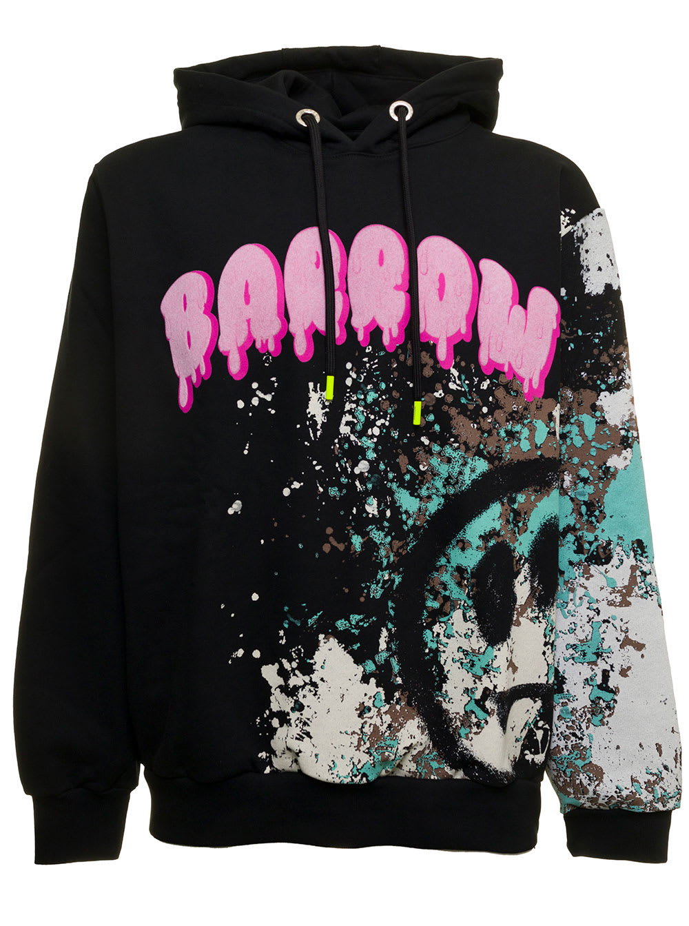 Black Jersey Hoodie With Logo And Color Splash Detail Barrow Man