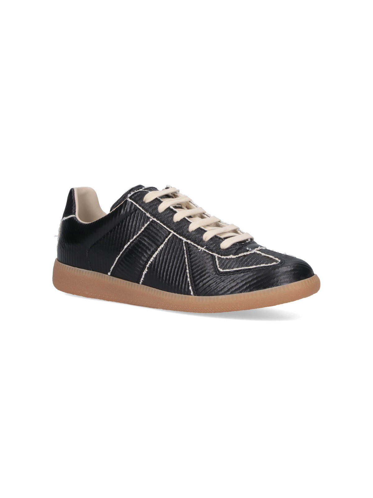 Maison Margiela Replica Sneakers Made Of Shiny Coated Leather In Black