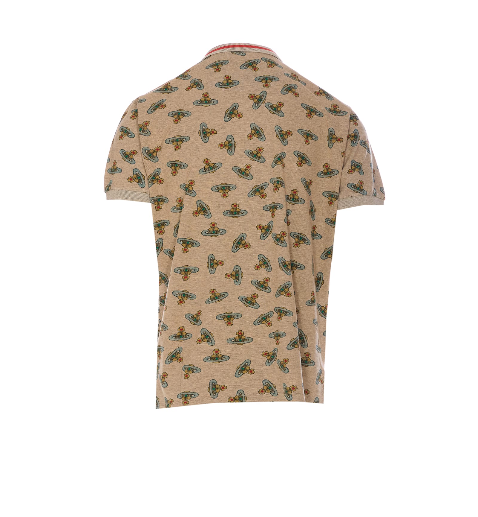 Vivienne Westwood Orb Logo Print Polo Shirt In Beige