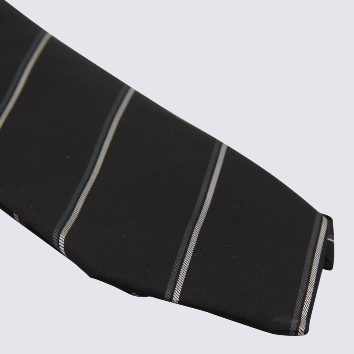 Saint Laurent Black Silk Tie In Black