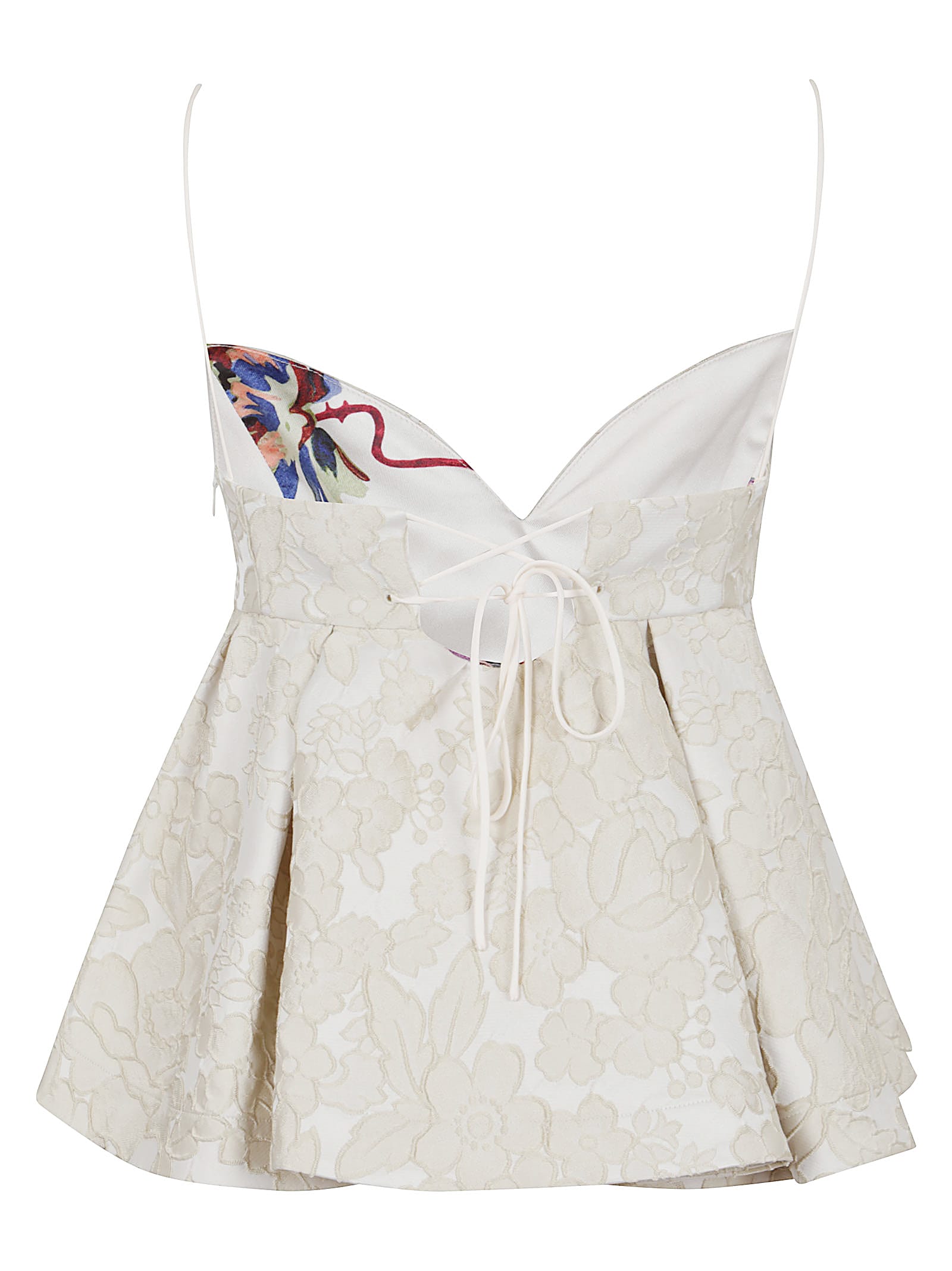 La Doublej Floral-lace Peplum Top In White