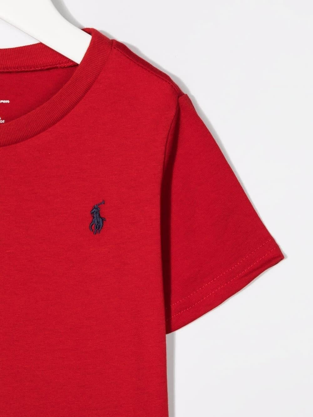 Shop Ralph Lauren Red T-shirt With Navy Blue Pony