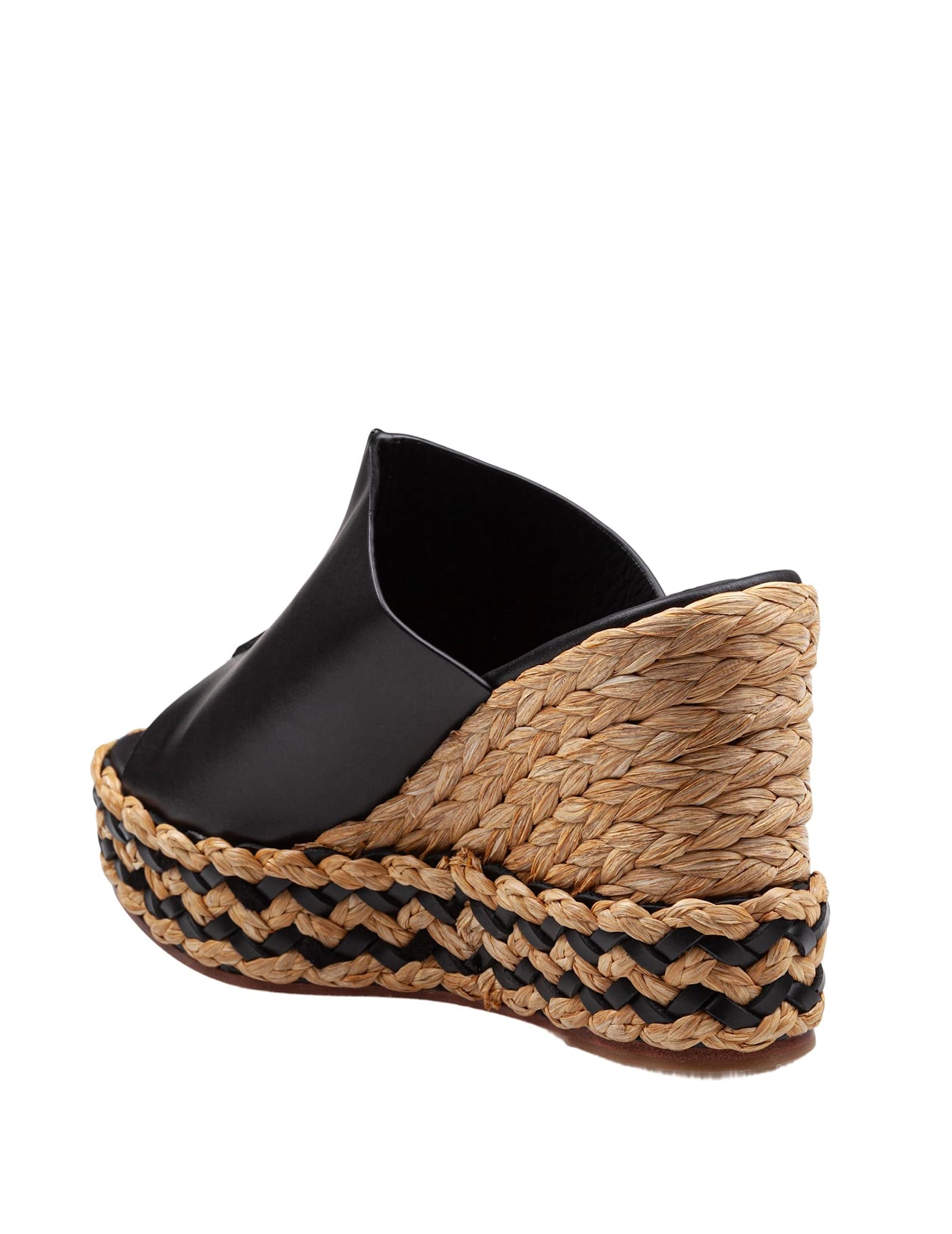 Paloma Barceló Paloma Ivane Leather Sandal With Raffia Wedge In Black