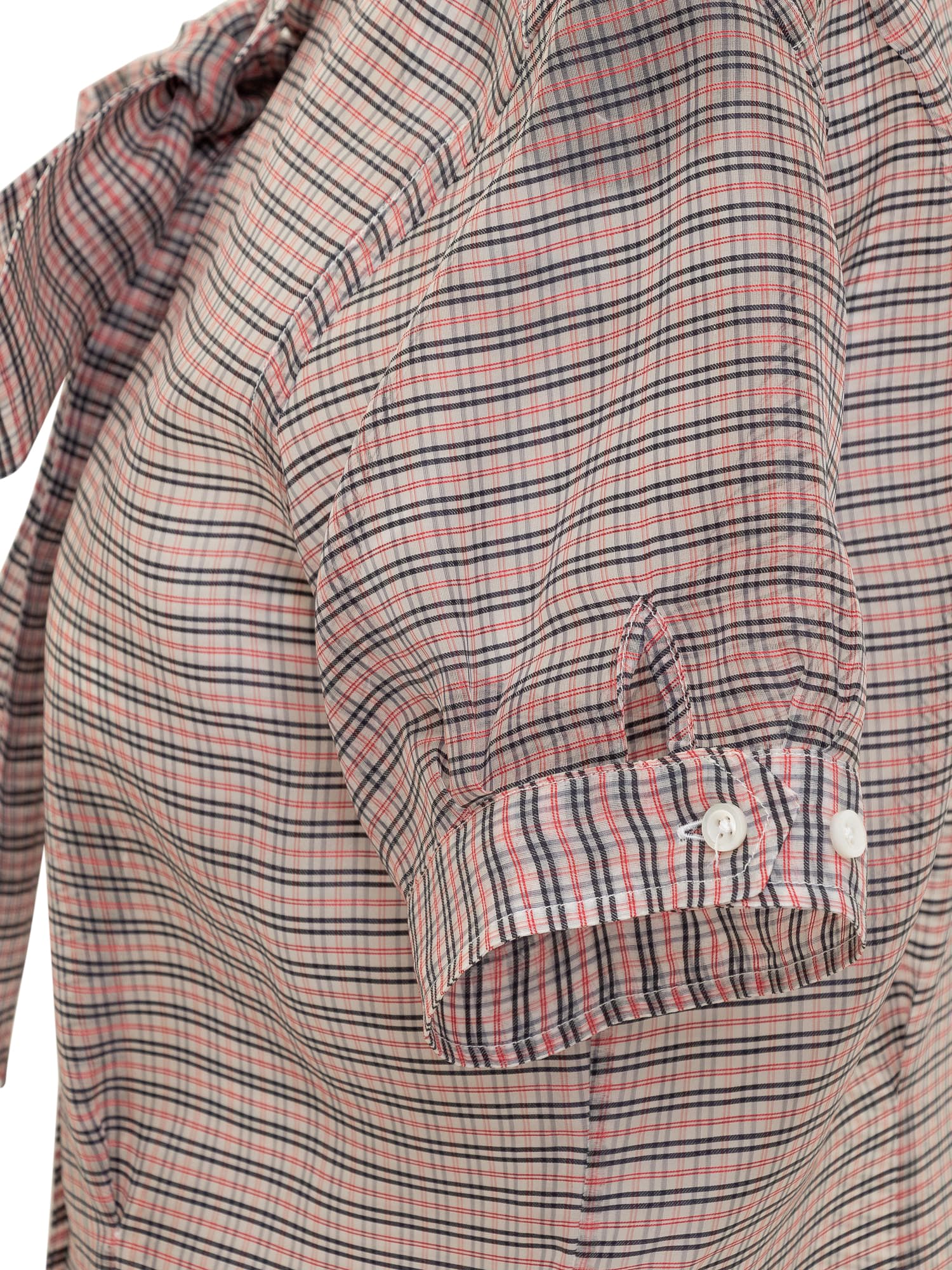 Shop Thom Browne Tucked Check Blouse In Rwbwht