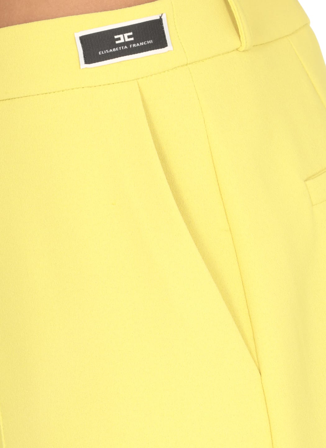 Elisabetta Franchi Wide-leg Crepe Trousers In Yellow