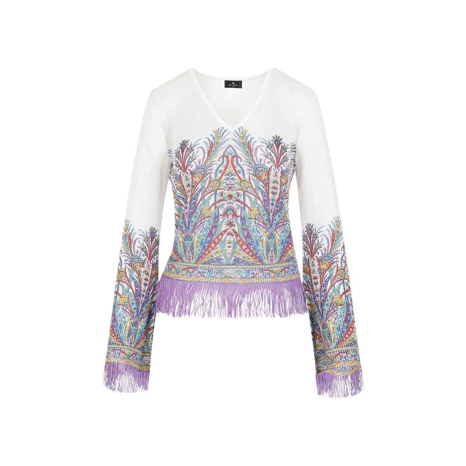 Shop Etro Viscose Top In Stampa Fdo Bianco