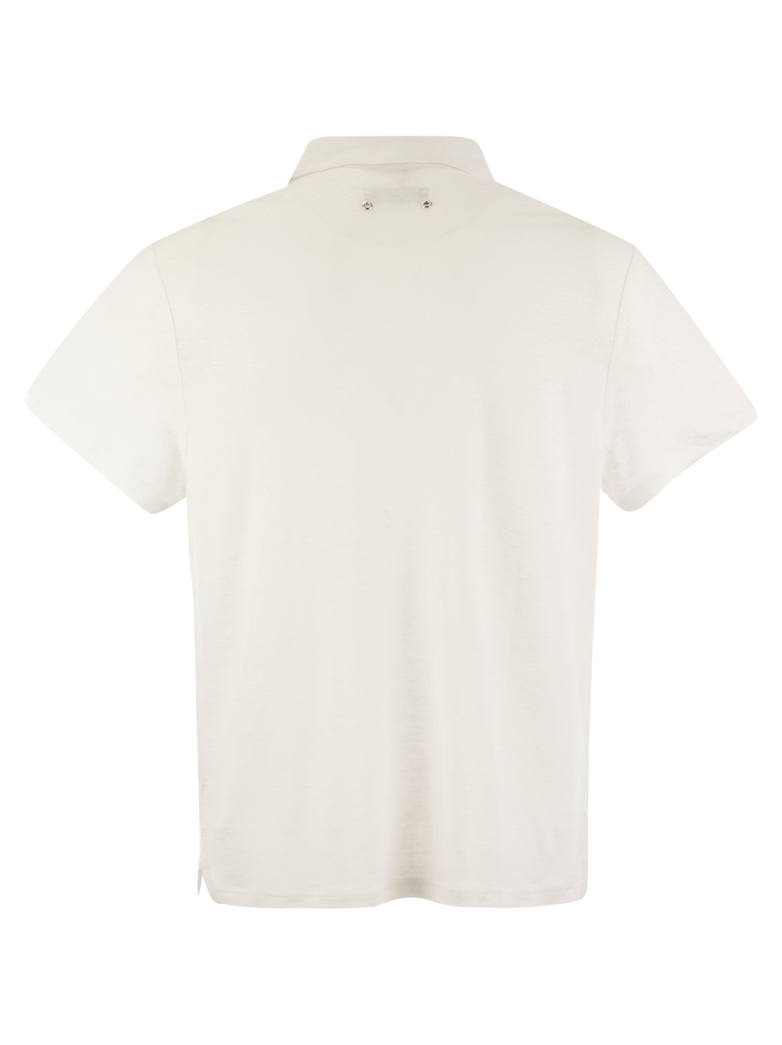 Shop Vilebrequin Short-sleeved Linen Polo Shirt In White