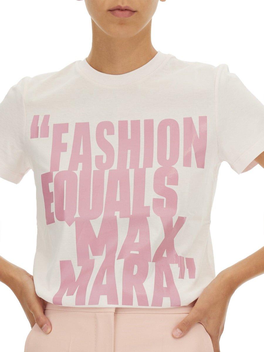 Shop Max Mara Logo Printed Crewneck T-shirt In Pink