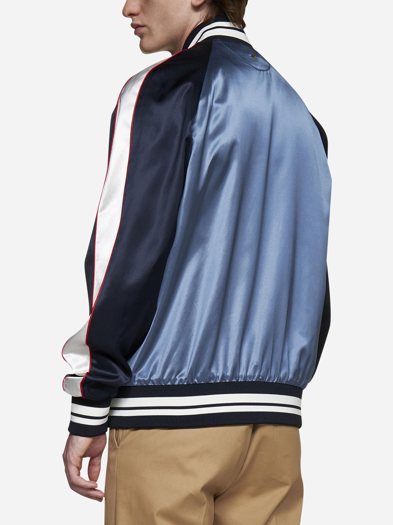 Valentino Logo-patch Viscose And Cotton Bomber Jacket In 7na