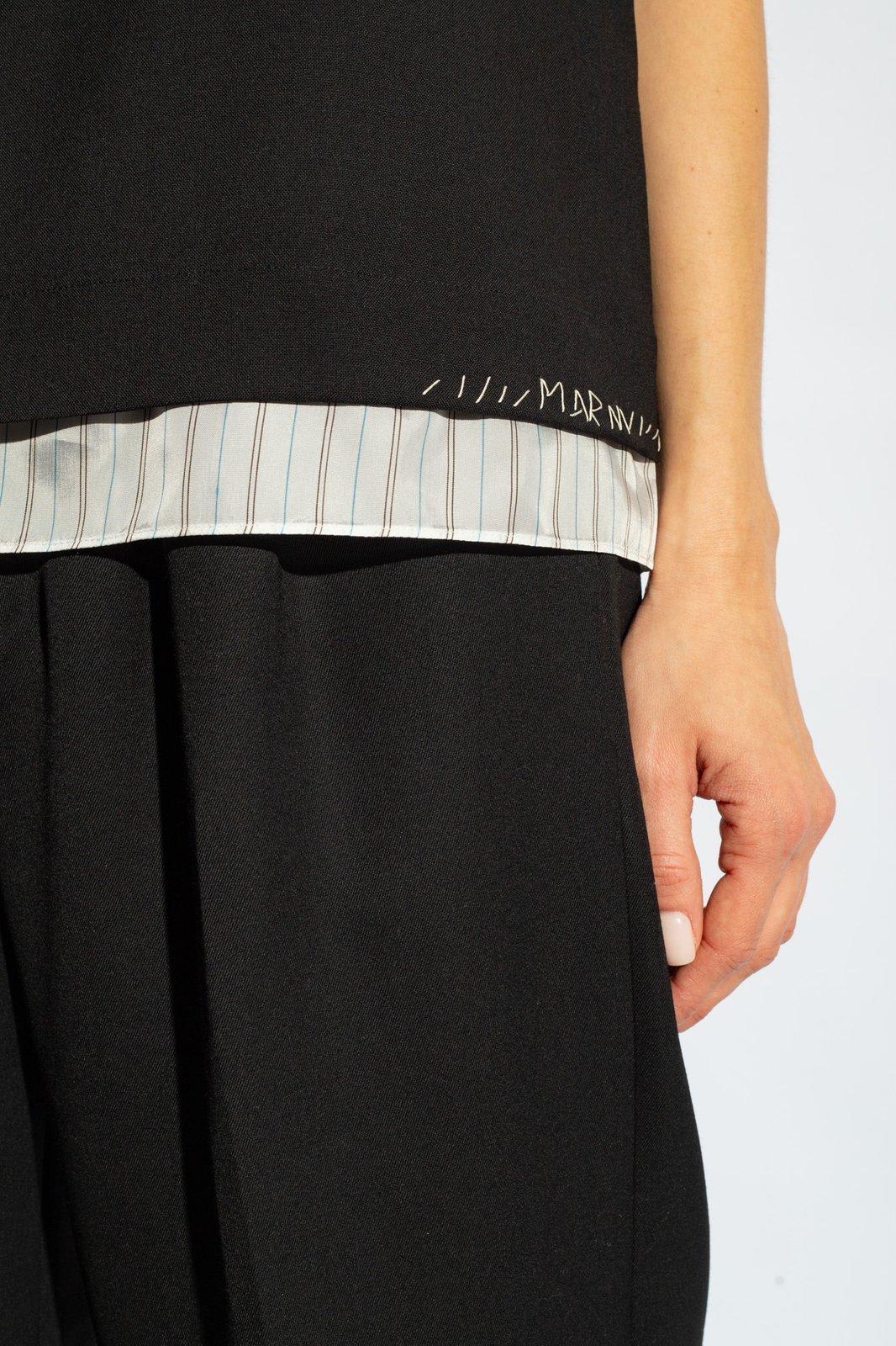 Shop Marni Sleeveless Stripe-detail Layered Blouse