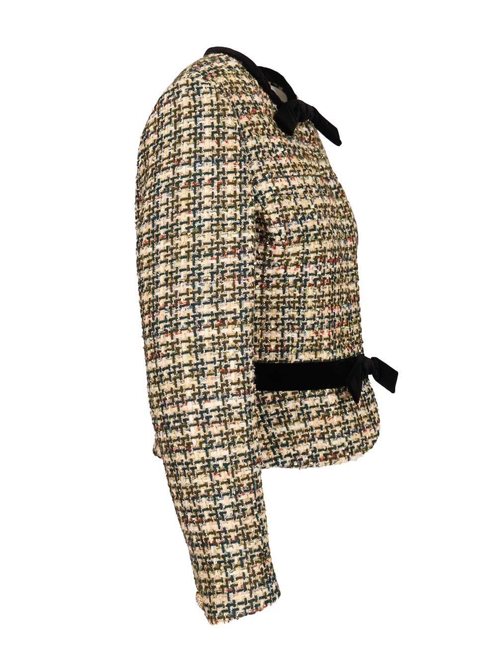 Valentino Velvet Bow Tweed Jacket In Multi