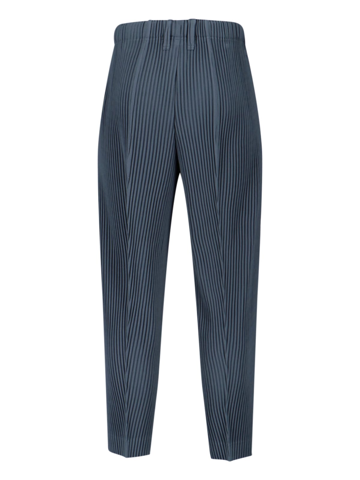 Issey Miyake Cropped Pinstriped Straight Leg Trousers In Blue