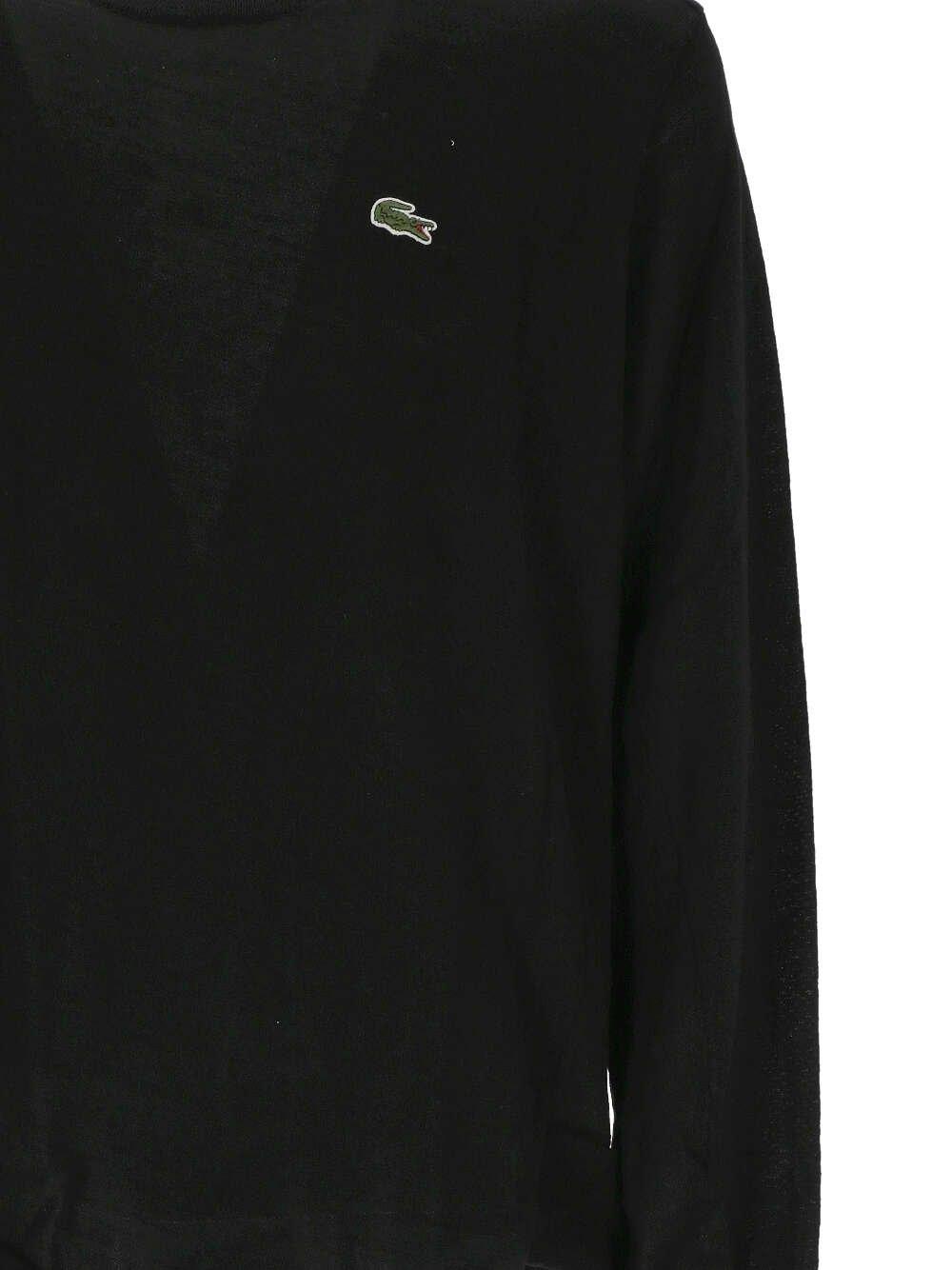 Shop Lacoste Shirt X  Logo Embroidered Crewneck Jumper In Nero