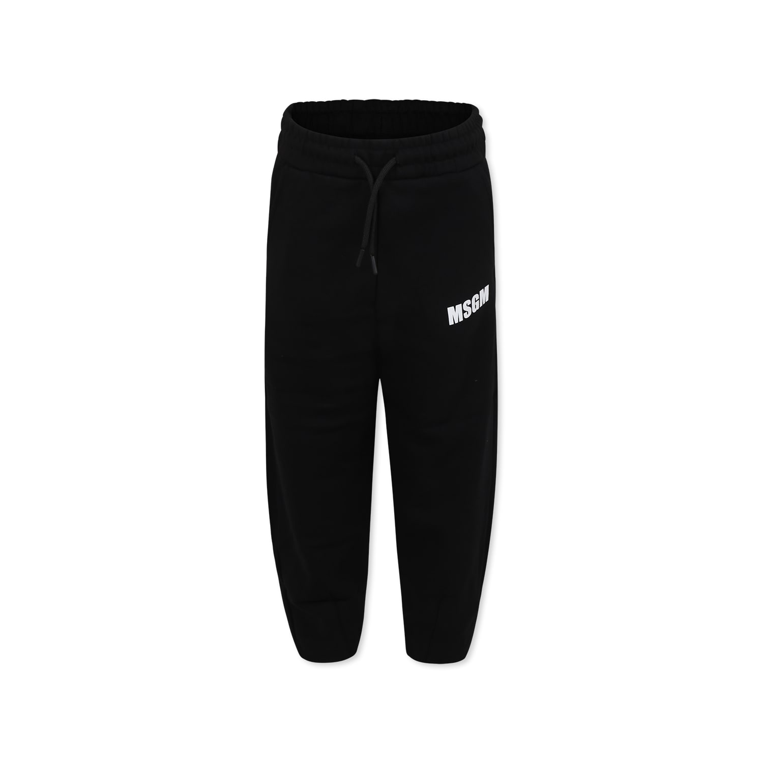 Shop Msgm Black Trousers For Kids With Logo