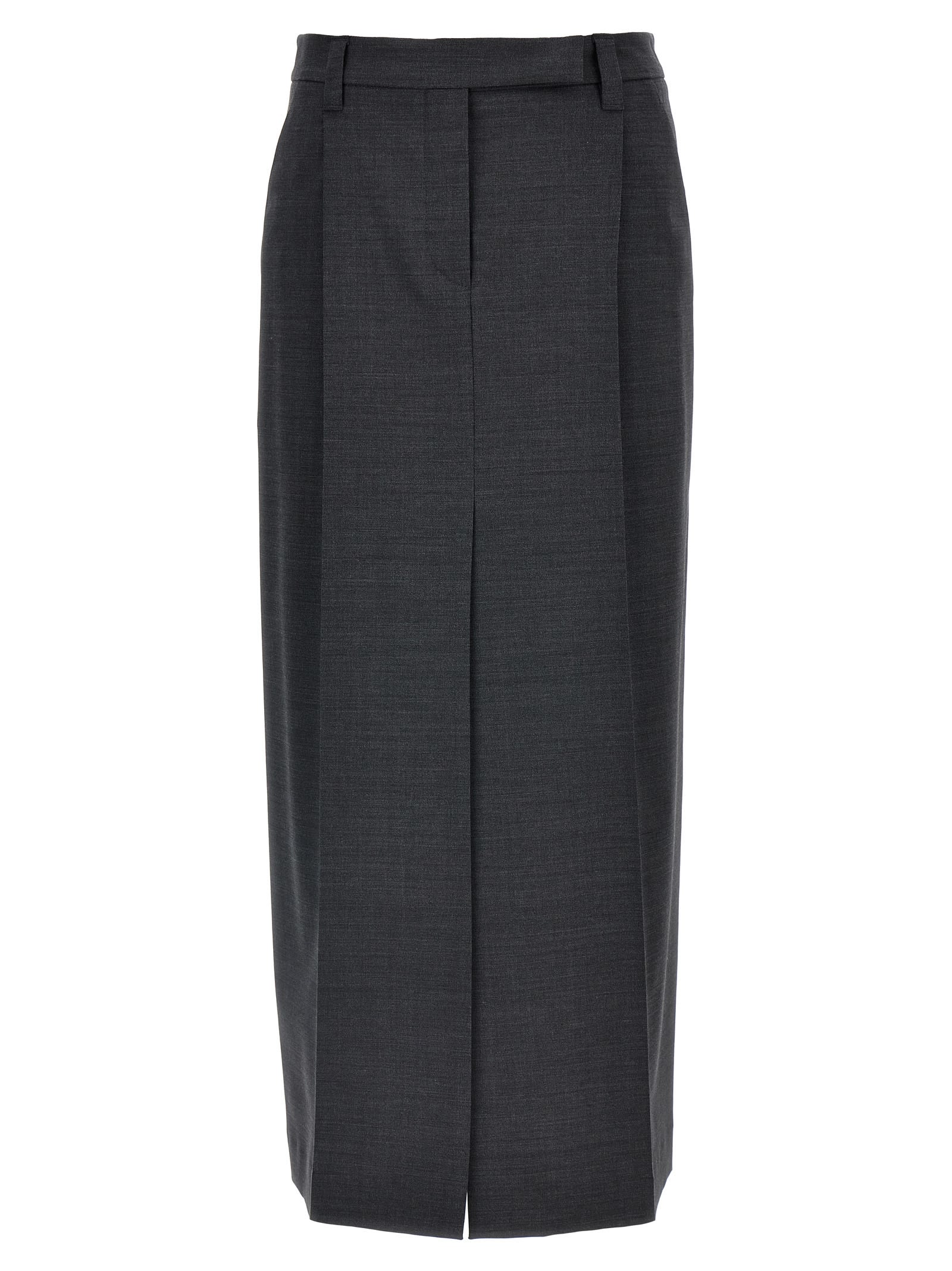 Shop Brunello Cucinelli Skirt With Front Pleats In Gray