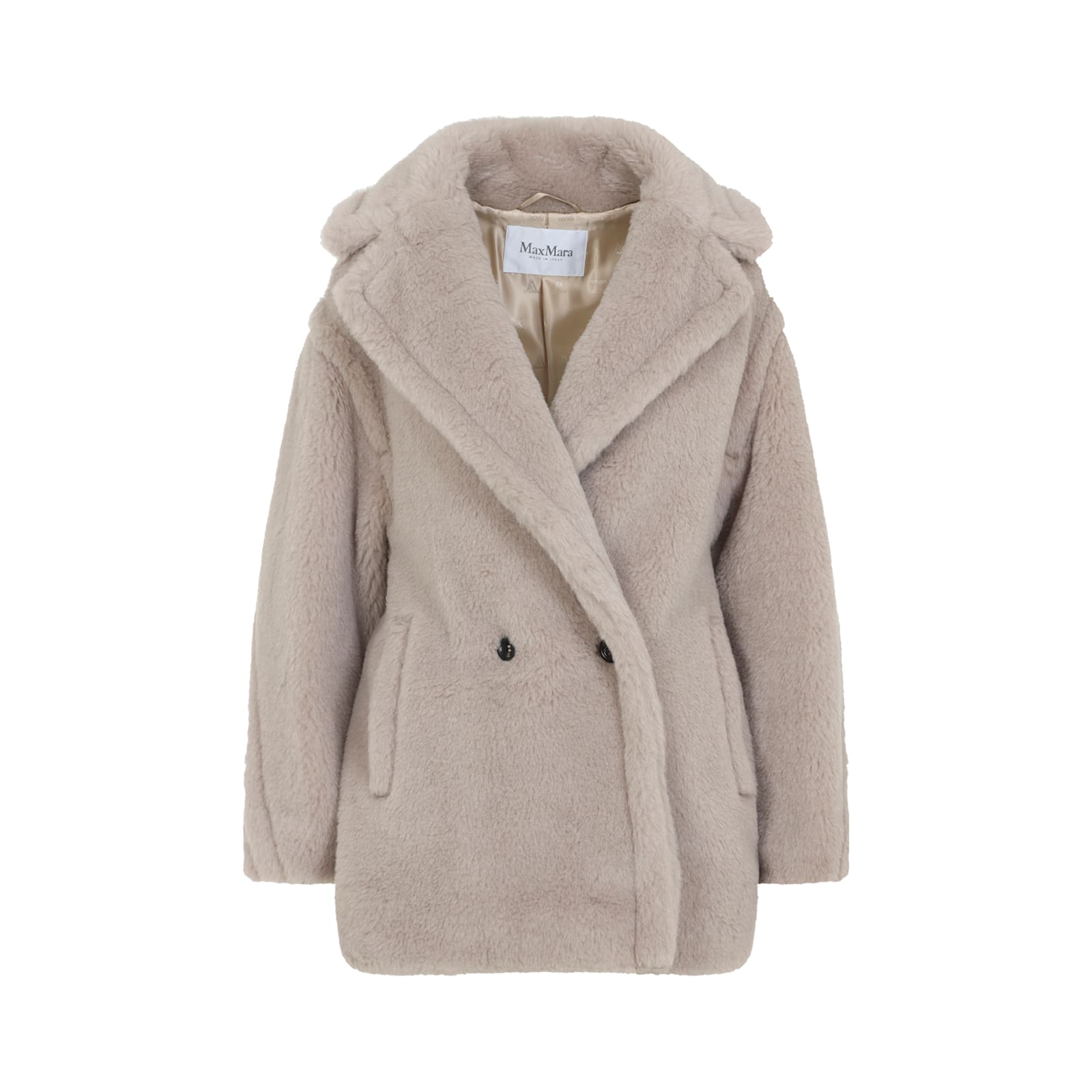 Max Mara Olga Teddy Beige Alpaca Coat In Neutral