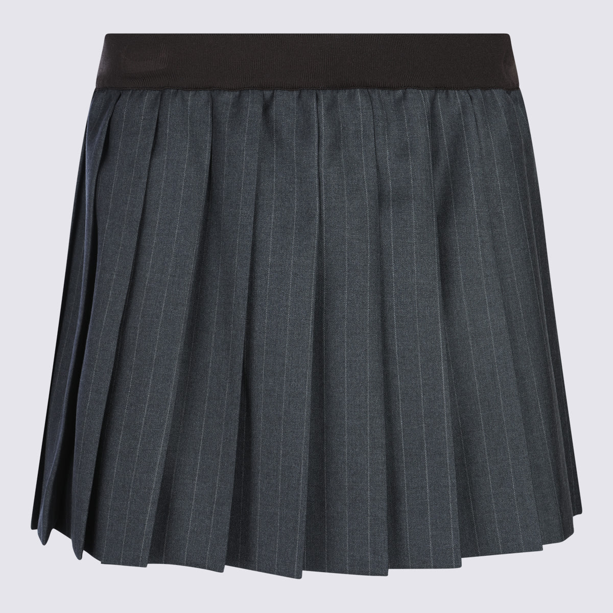 Miu Miu Grey Wool Skirt In Black