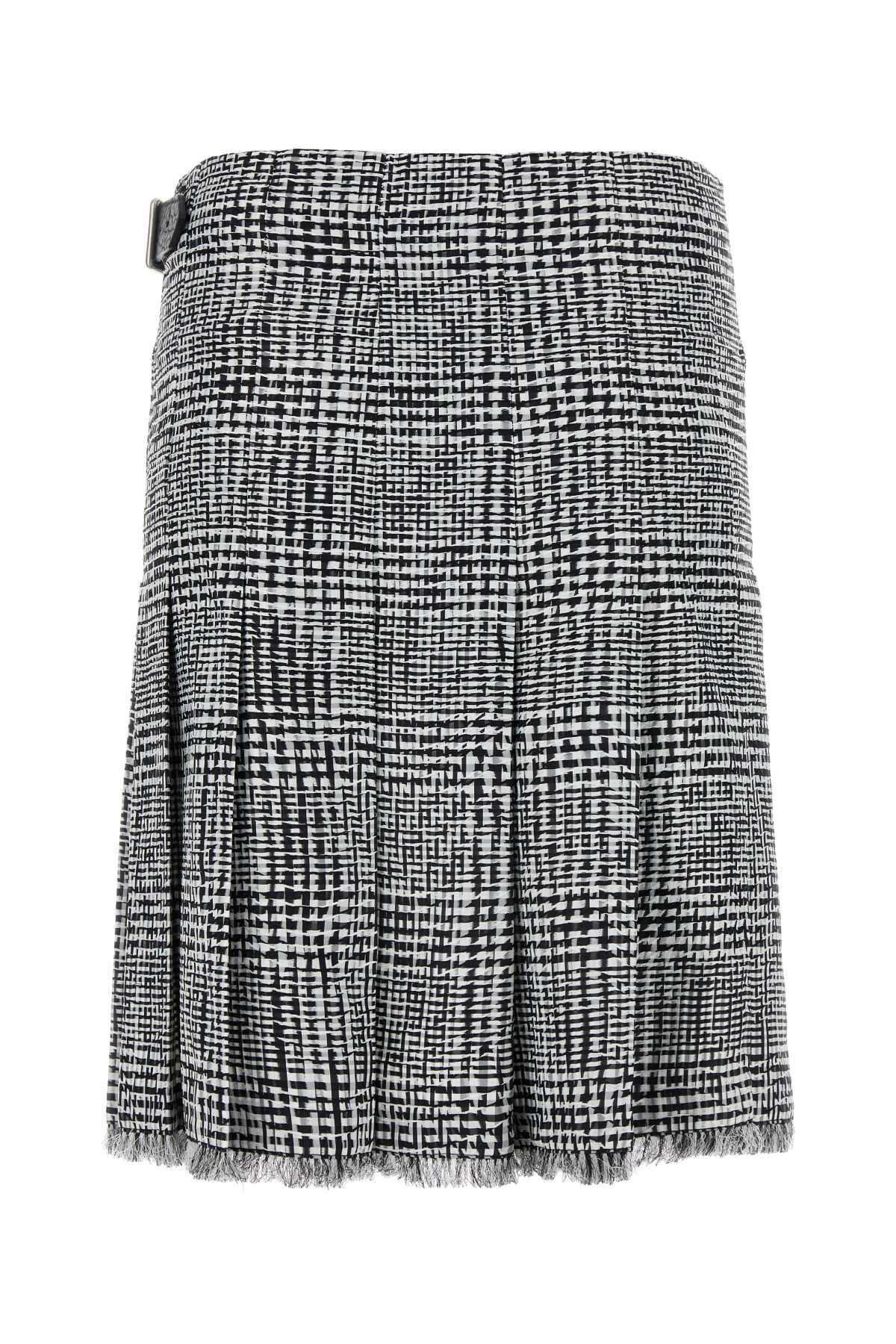 Burberry Embroidered Houndstooth Skirt In Monochromeippttn