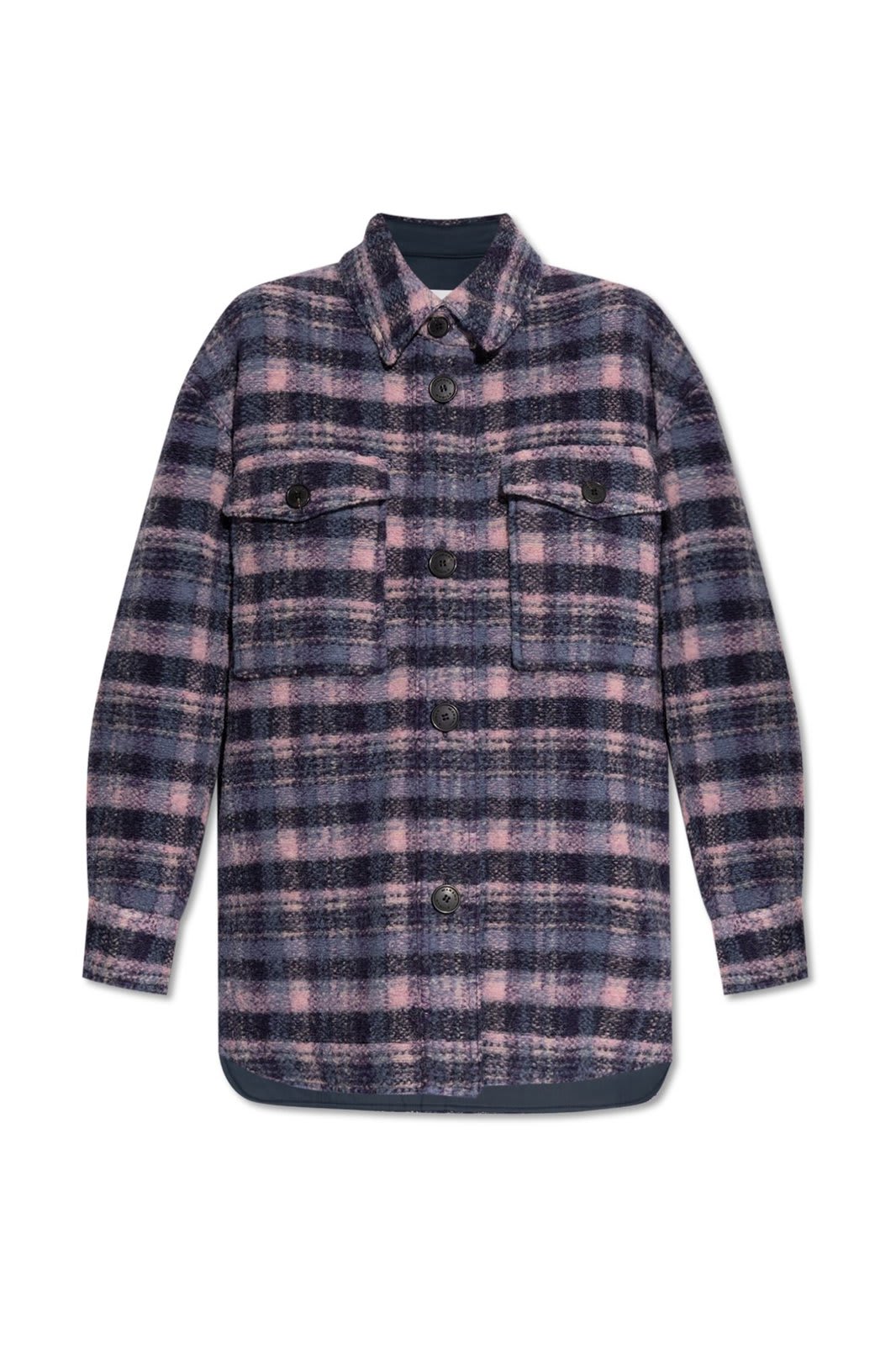 Shop Marant Etoile Harveli Checked Shirt Jacket In Purple/blue