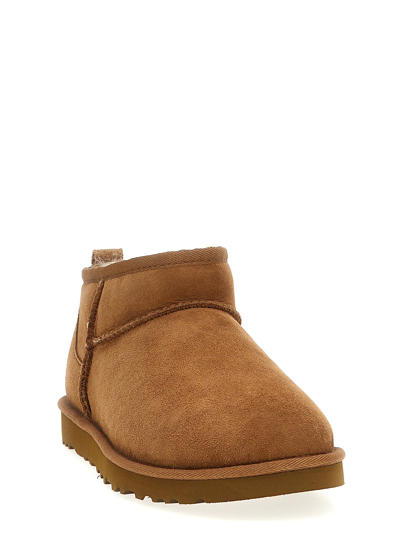 Ugg Biscuit Suede Classic Ultra Mini Ankle Boots In Brown