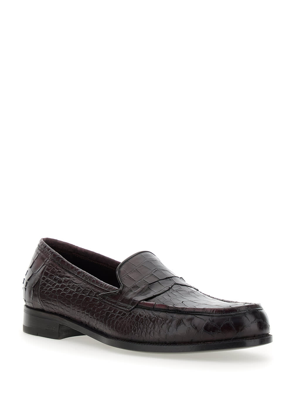 Lidfort 'luisiana' Brown Loafers With Embossed Crocodile Effect