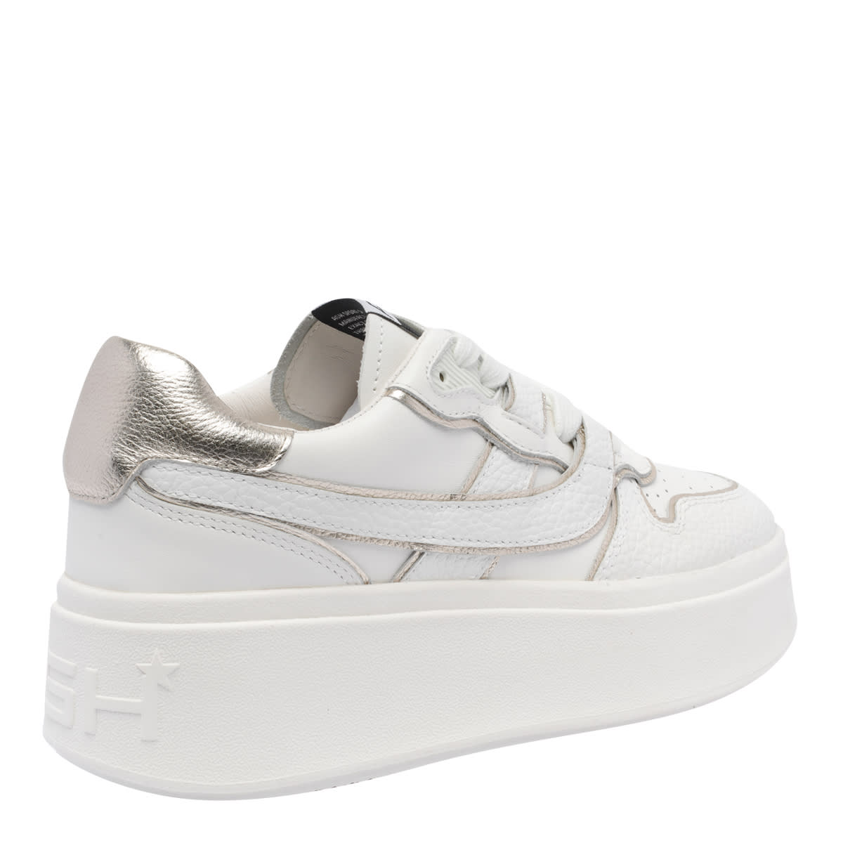 Ash Low Top Leather Match Sneakers Metallic Platform In White