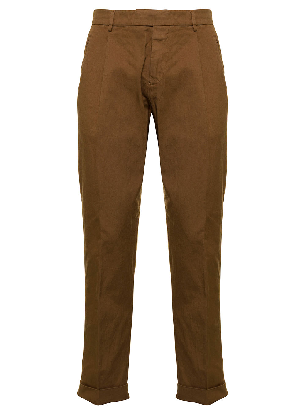 Berwich Man Brown Cotton And Linen Pants
