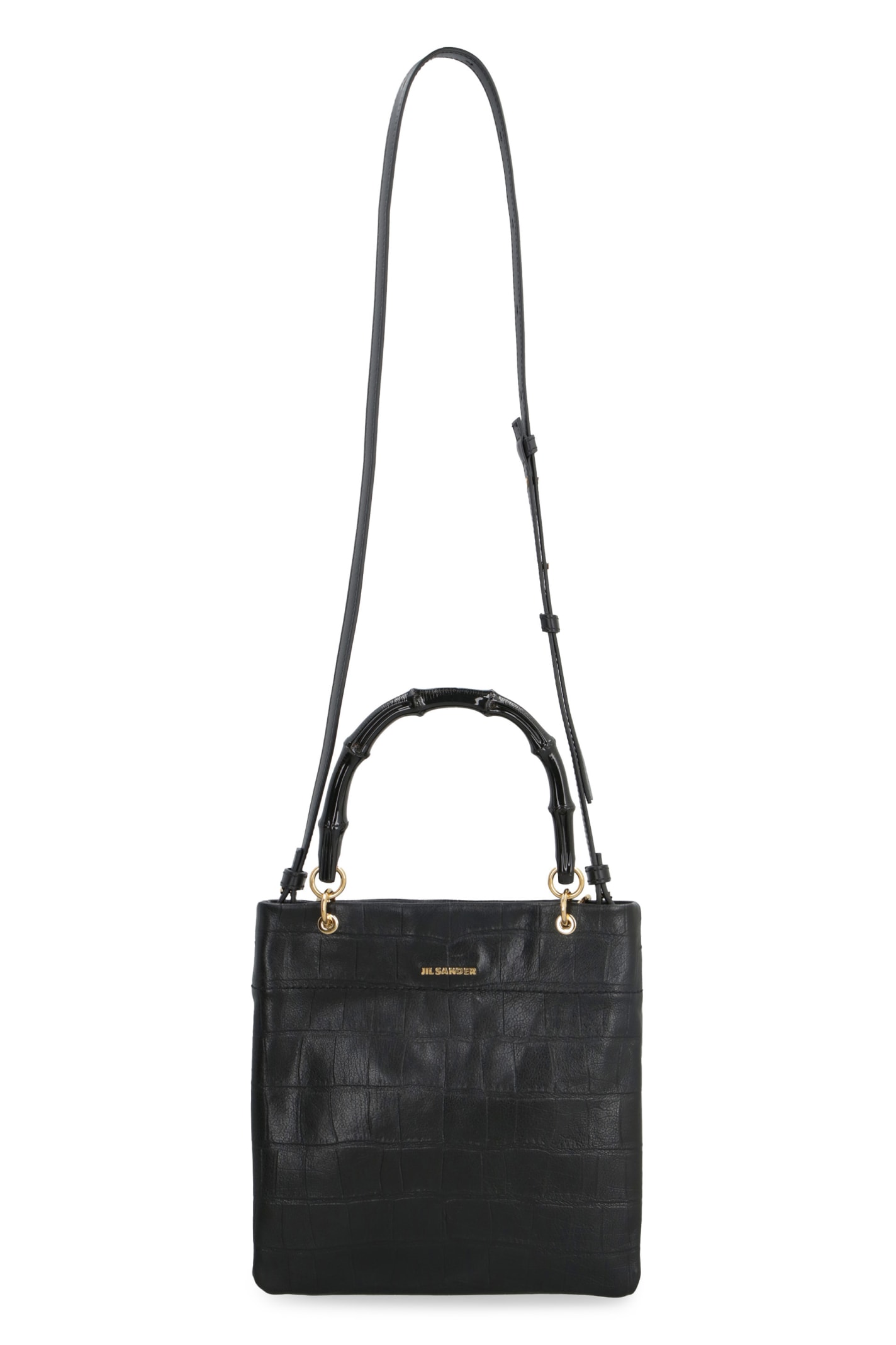 Shop Jil Sander Mini Leather Tote Bag In Black