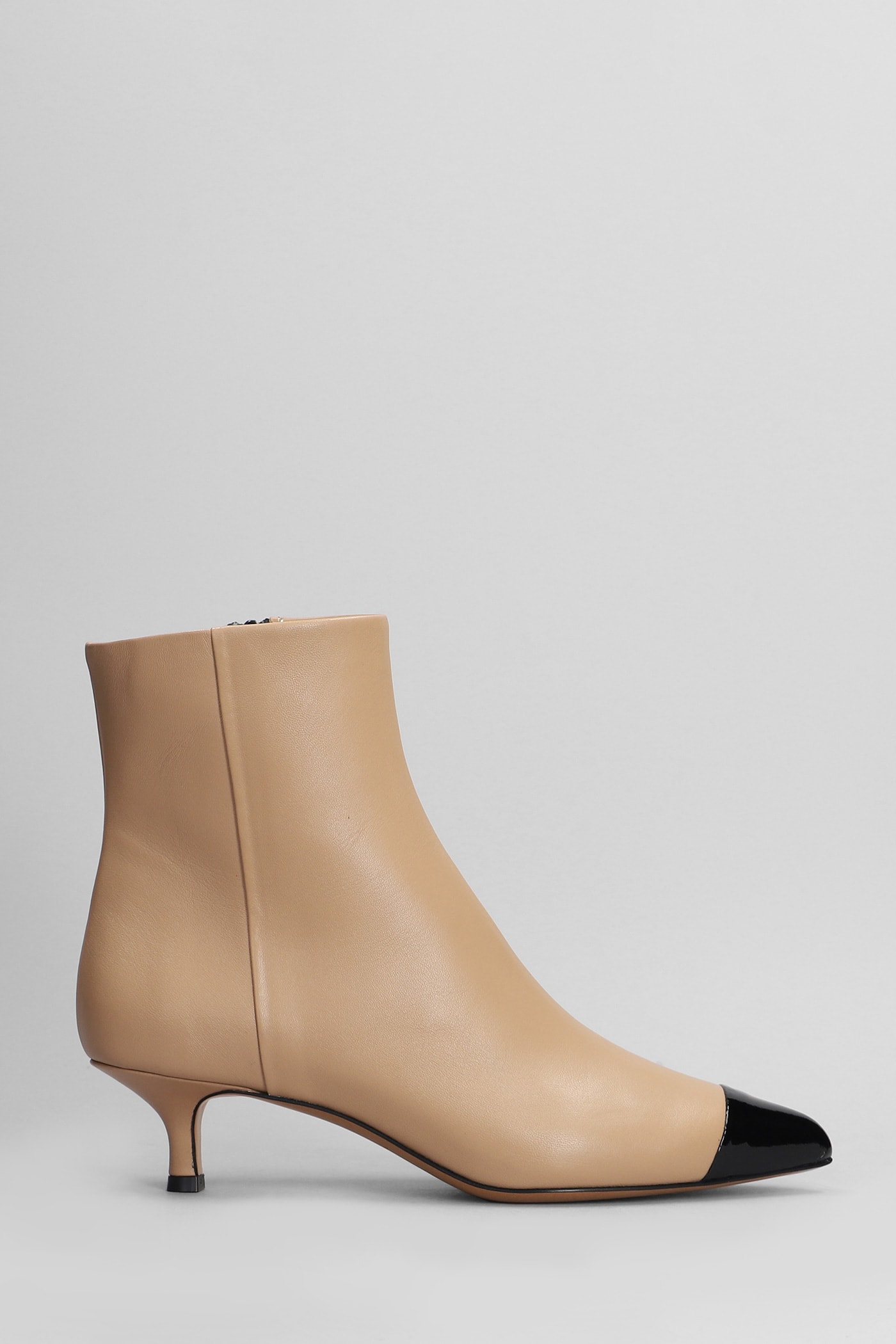 High Heels Ankle Boots In Powder Leather