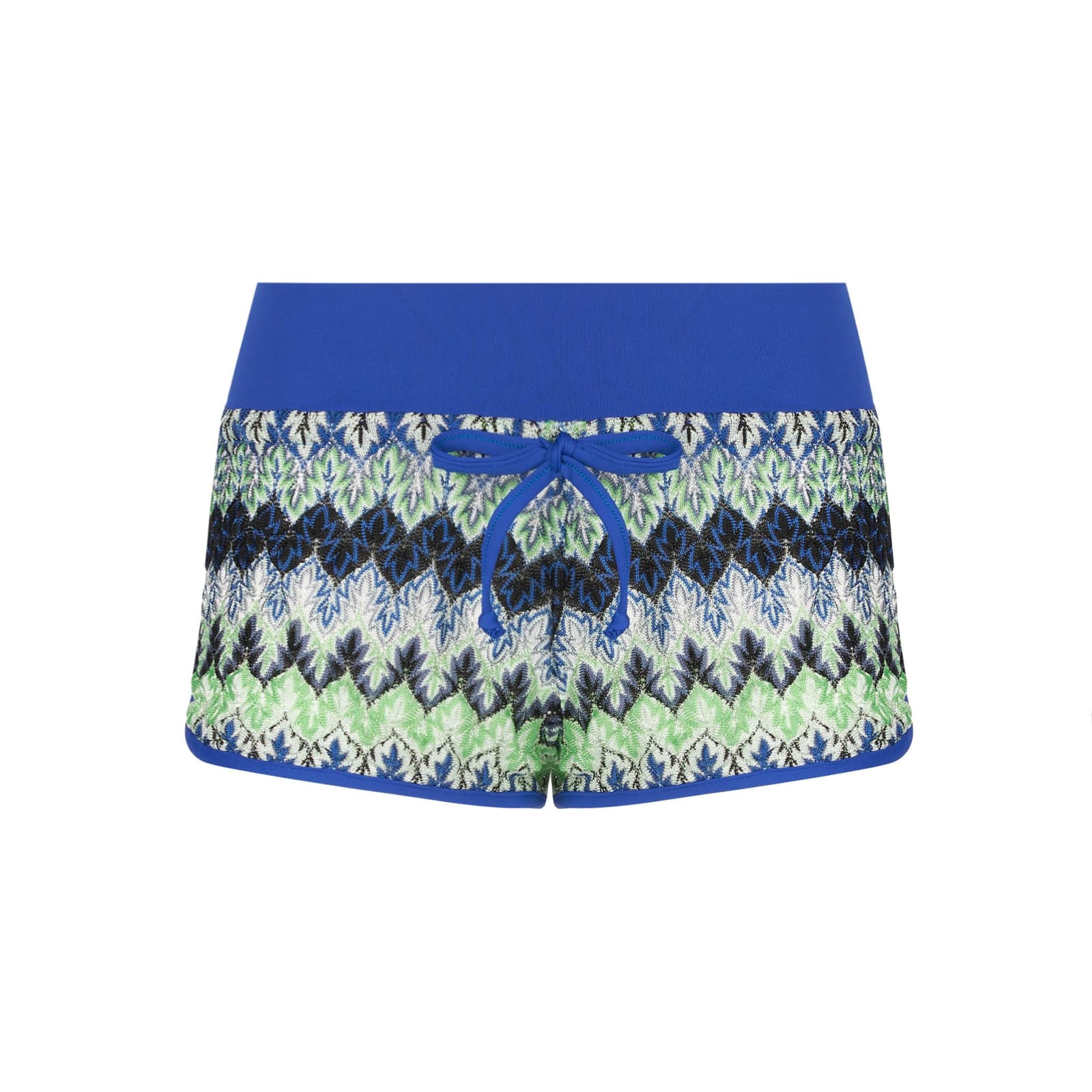 Mc2 Saint Barth Woman Shorts With Multicolor Pattern In Blue