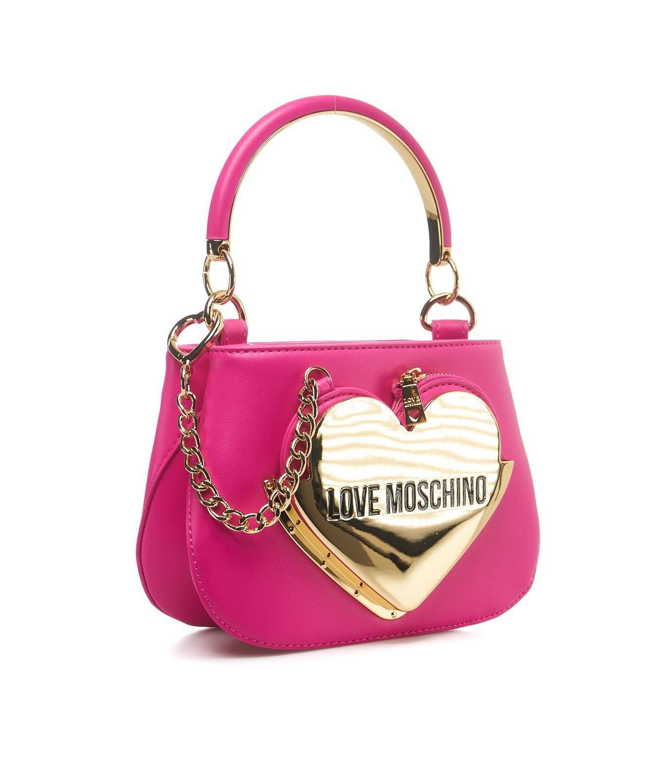Shop Love Moschino Logo Plaque Mini Tote Bag In Fucsia