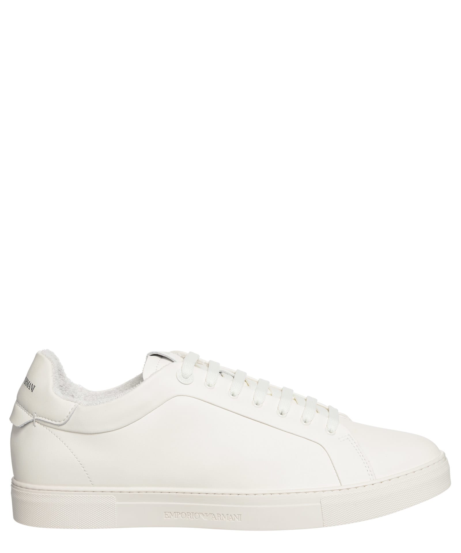 Shop Emporio Armani Leather Sneakers In White