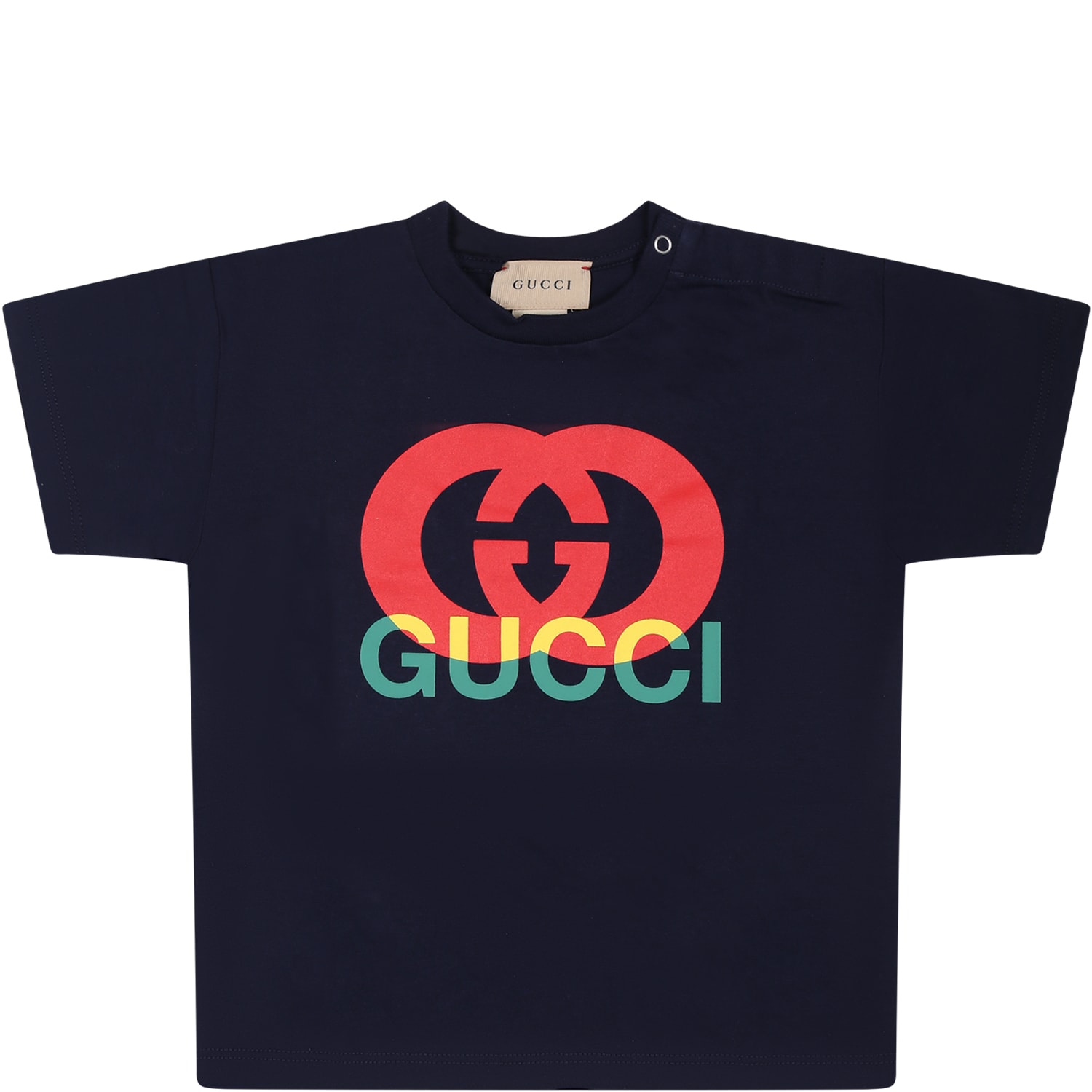 Gucci Blue T-shirt For Babykids With Gg Cross