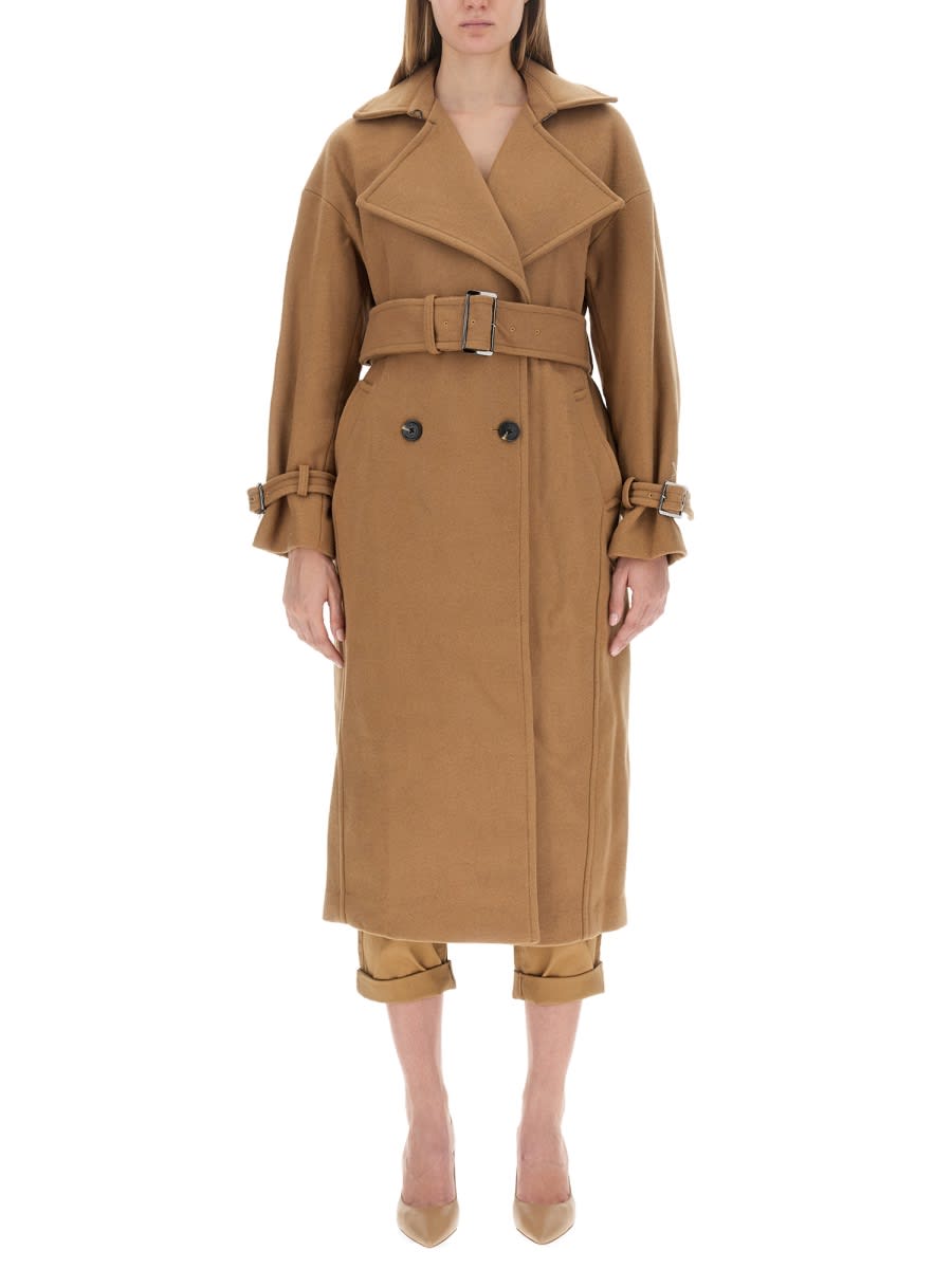 Shop Michael Kors Wool Blend Trench Coat In Brown