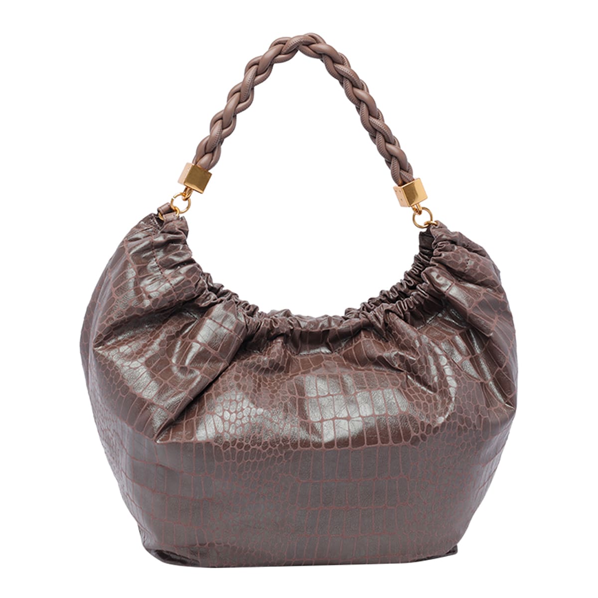 Shop Liu •jo Large Logo Hobo Bag In Brown