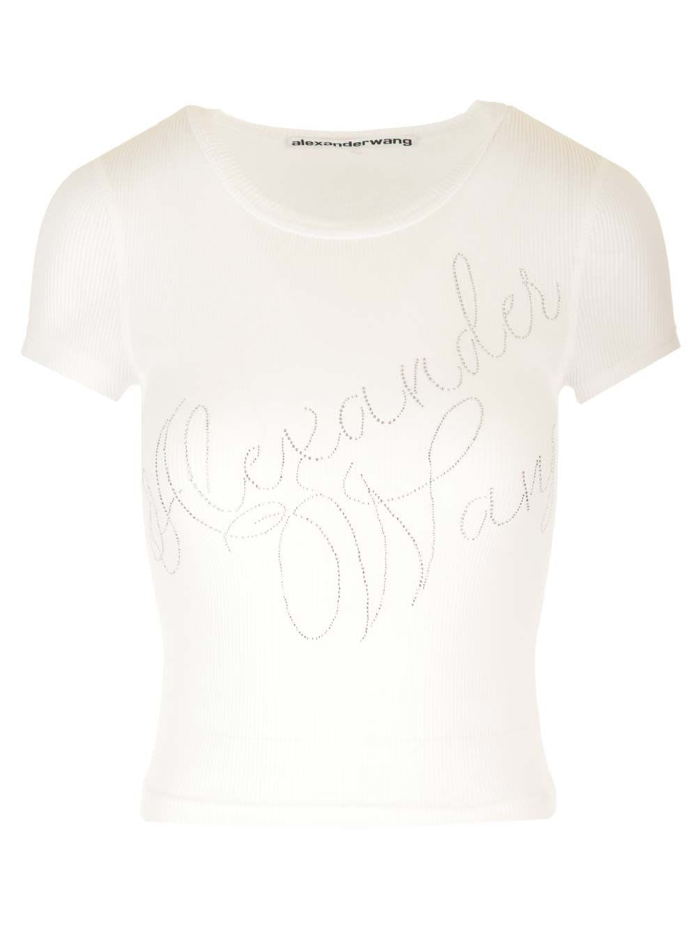 Shop Alexander Wang Ribbed Jersey T-shirt In White