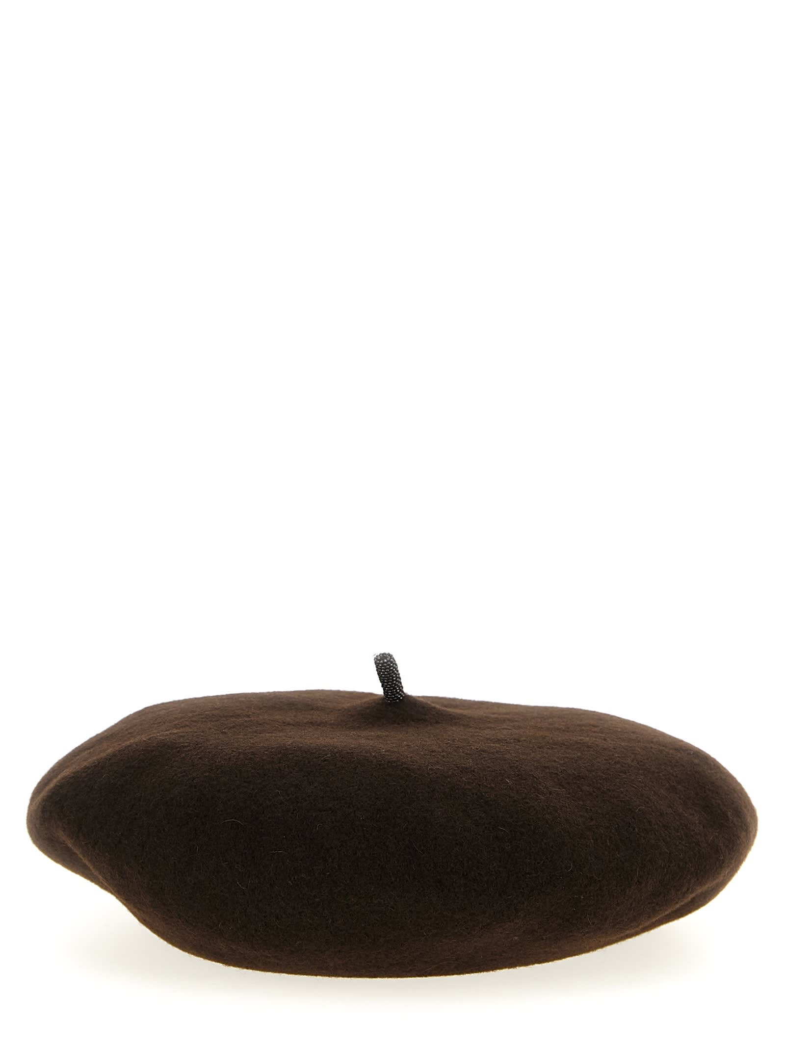 Brunello Cucinelli 'soft Round Loop Detail' Beanie In Brown