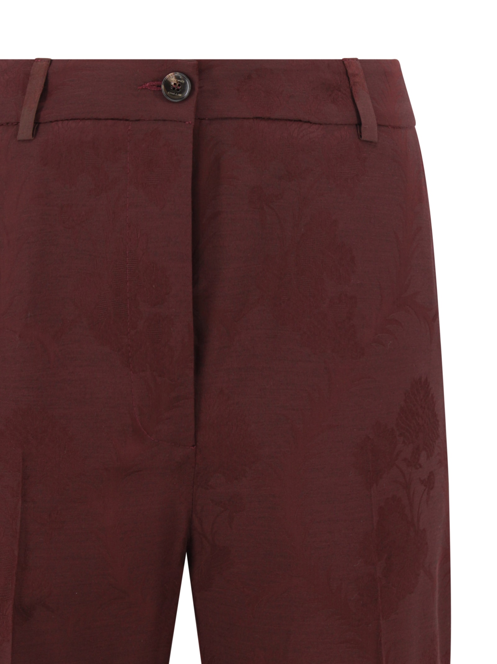 Etro Floral Pattern Trousers Featuring Pockets In Brown