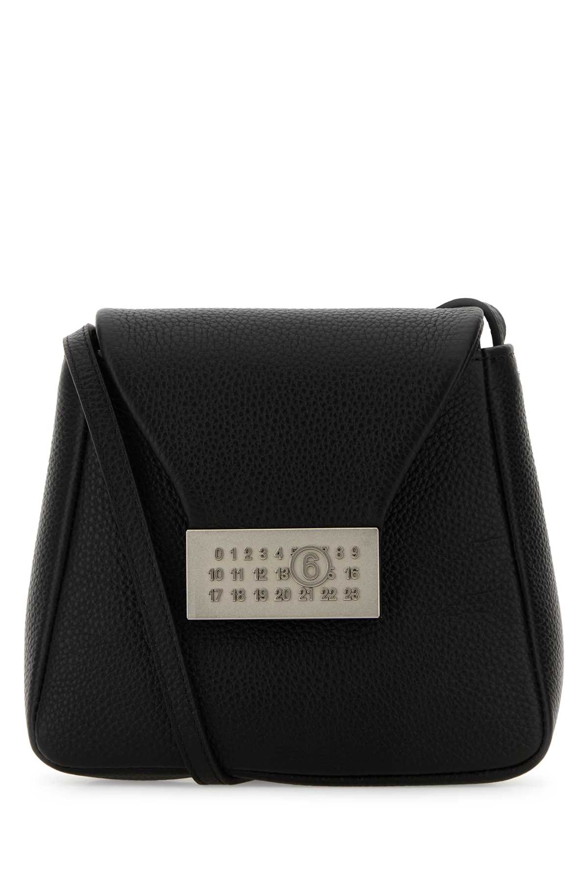 Mm6 Maison Margiela Black Leather Numeric Crossbody Bag In Black