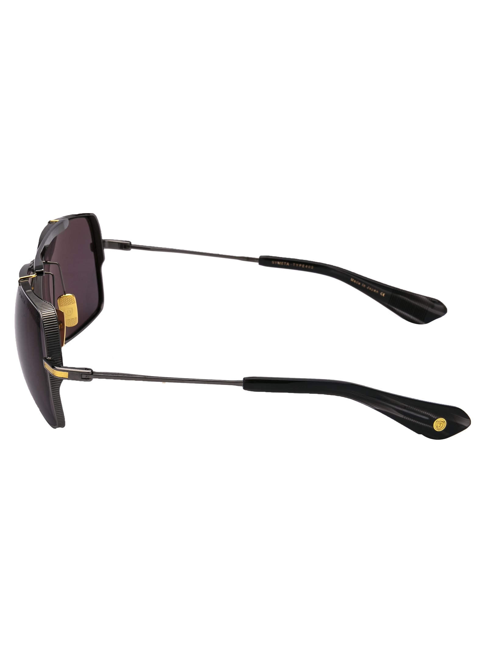 Shop Dita Symeta - Type 403 Sunglasses In Black Rhodium - Yellow Gold