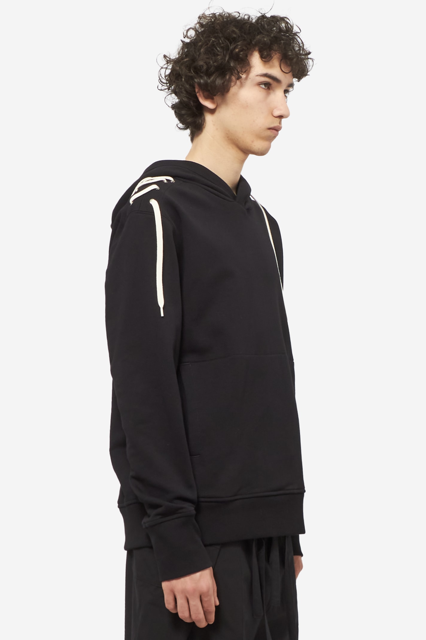 Shop Craig Green Laced Hoodie Sweatshirt In Black