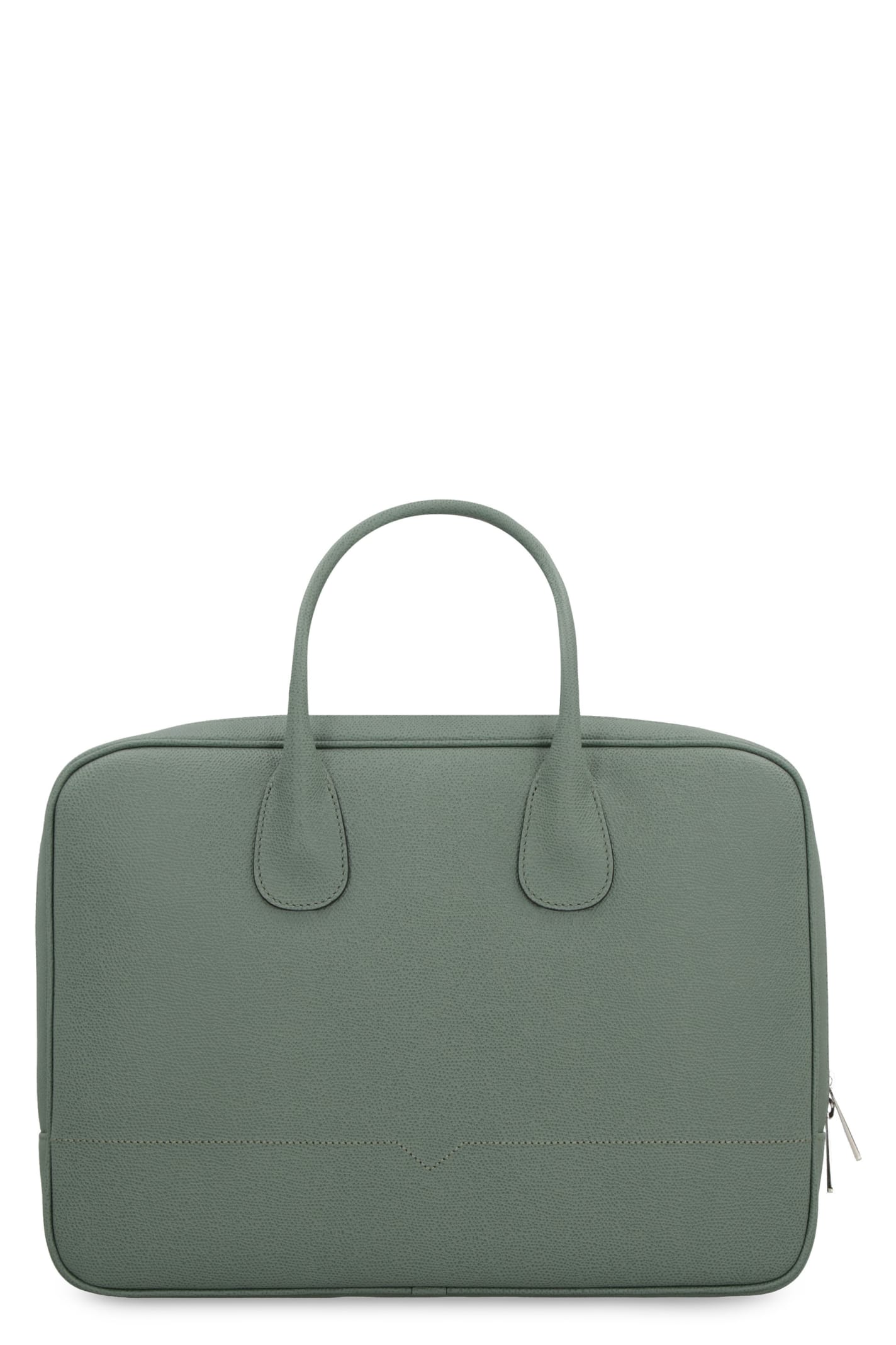 Valextra My Logo Leather Briefcase In Green